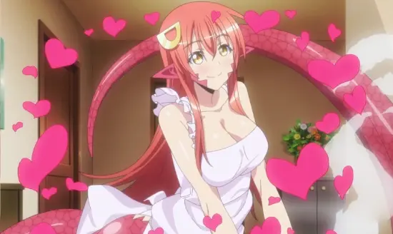 Miia smiling — from the anime Monster Musume: Everyday Life With Monster Girls