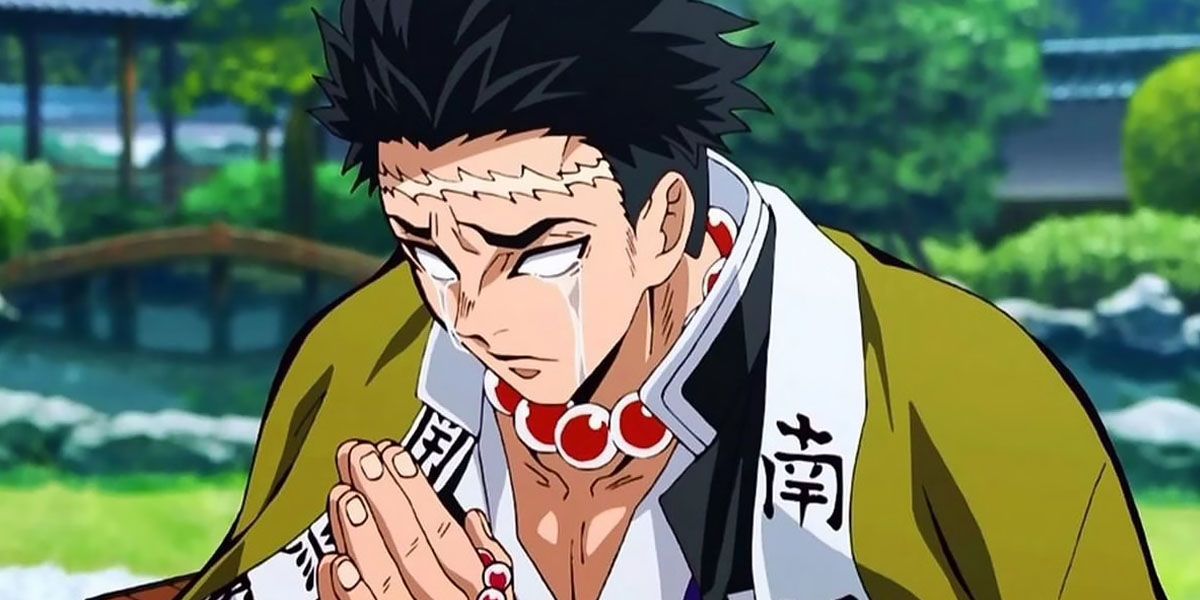 Gyomei Himejima crying with his palms together