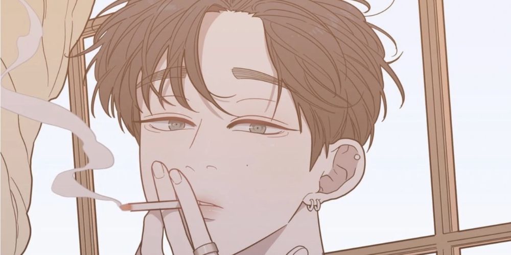 Haesoo smoking in Love or Hate Manhwa cover
