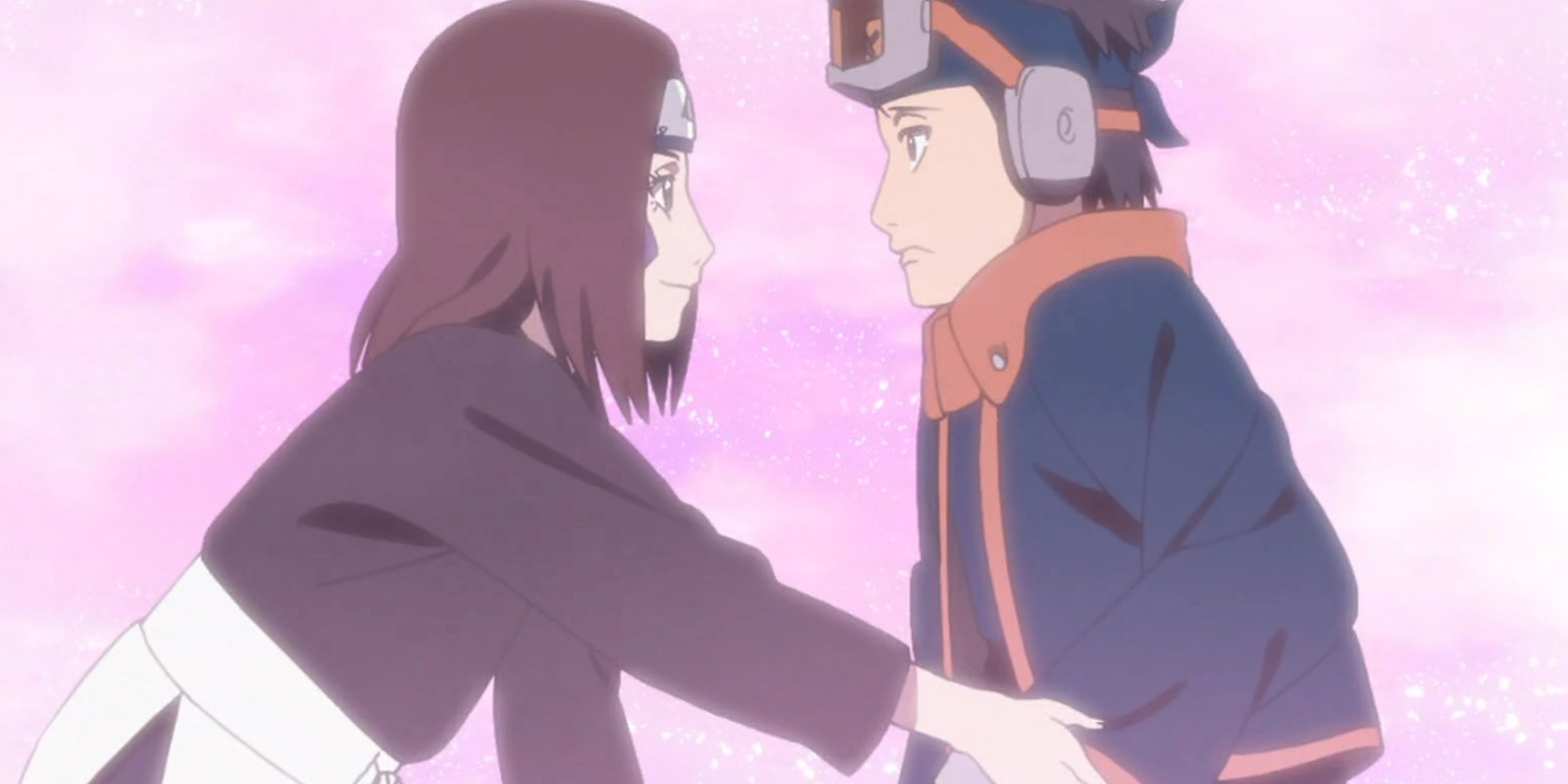 Rin reaches for Obito's hand in Naruto Shippuden.