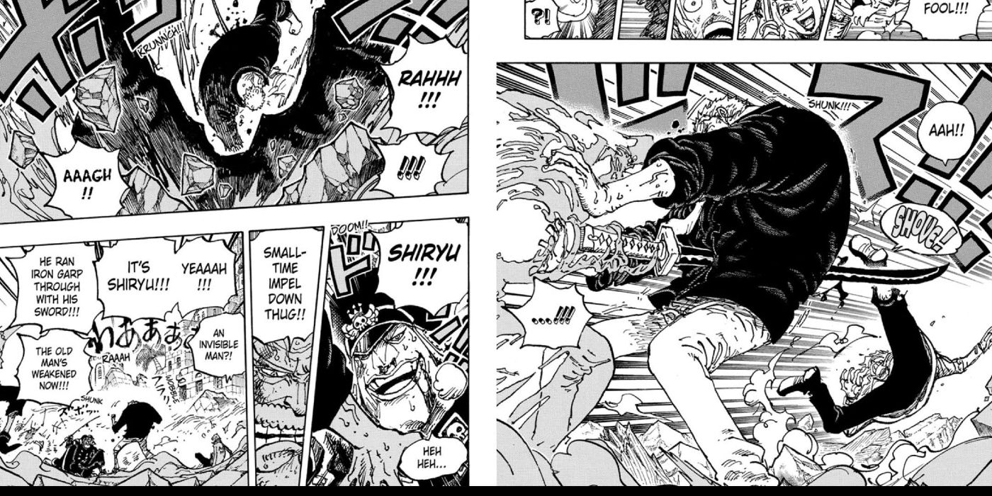Shiryu Stabbing Garp in One Piece